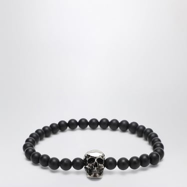 Alexander Mcqueen Skull Bracelet With Black Pearls Men