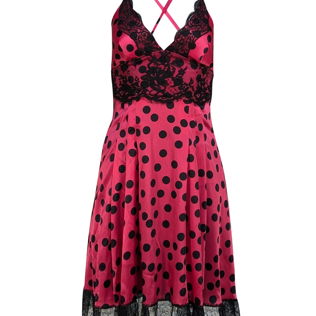 chinese dress ladies Pink Polka Dot Madeira Midi Dress