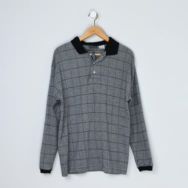Vintage 90s Zig-Zag Striped Long Sleeve Polo - 
