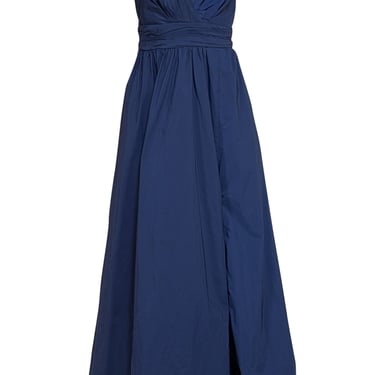 Marchesa Notte - Navy V-Neck Ruffle Long Dress Sz 10