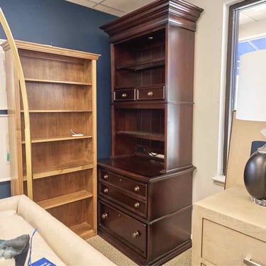 Stanley Cherry Two Piece Lighted Bookcase