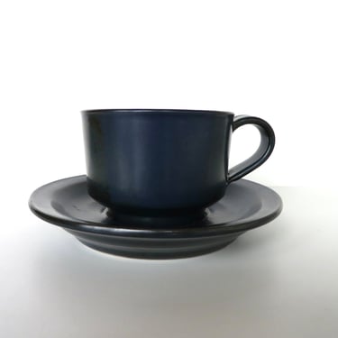 Vintage Iron Mountain Stoneware Cup And Saucer, Pottery Stoneware Coffee Cup in Blue Ridge By Nancy Patterson Lamb 