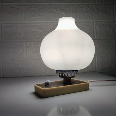 Vintage Table Lamp / Retro Night Lamp/ White Glass Bedside Lamp / Mid Century Lightning / Lighting/ 70s / Home Decor/ Yugoslavia 