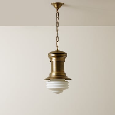 Vintage Inspired - White Hand Blown Style Pendant - Chain Pendant - Chandelier Lighting - Heavy Solid Brass - Farm House Decor 