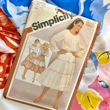 Vintage Sewing Pattern, Tiered Skirt, Top, Prairie, Peasant, Cottage Core, Boho, Complete with Instructions, Simplicity, Date 1981 