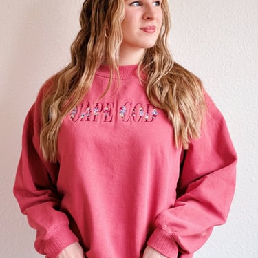 Vintage Cape Cod Pink Embroidered Sweatshirt 