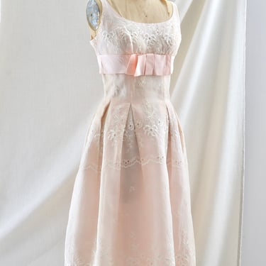 Vintage 1950s's Emma Domb Pink Embroidered Dress