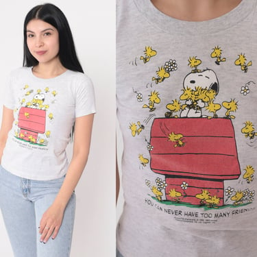 Vintage Peanuts Shirt 80s Snoopy T-Shirt Woodstock You Can Never Have Too May Friends Graphic Tee Linus Lucy TShirt Single Stitch 1980s XS 
