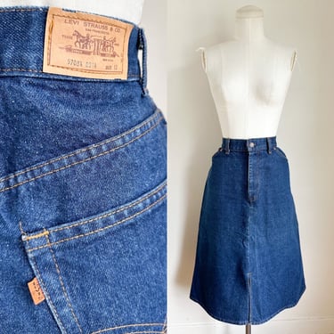 Vintage Orange Tab Levis Denim Skirt / 28" waist 