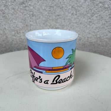 Vintage Recycled Paper Products coffee ceramic kitsch mug “Life’s a Beach” 