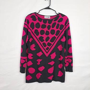 Vintage 80s Black & Magenta Sweater 