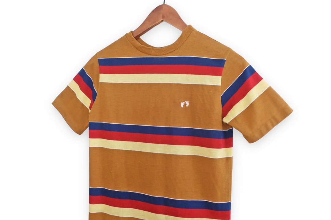 vintage Hang Ten shirt / 70s striped shirt / 1970s mustard