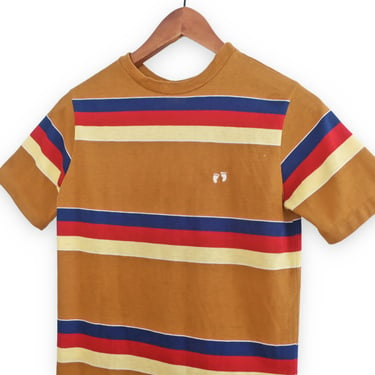vintage Hang Ten shirt / 70s striped shirt / 1970s mustard striped Hang Ten California surf t shirt XS 