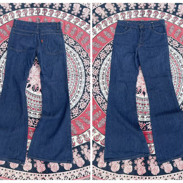 Vintage ‘70s Levi’s 784 SF 207 bell bottom jeans | dark wash denim bell bottoms, 1970’s hippie, measures 29W x 31L 