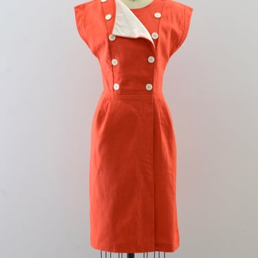 Vintage Orange Linen Dress
