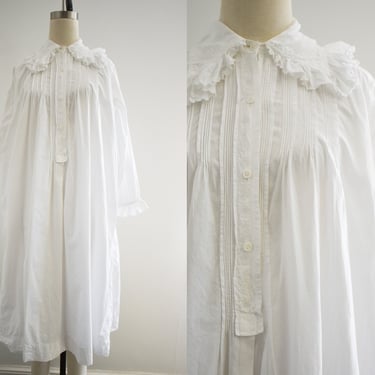 1980s Antique Style White Cotton Night Gown 