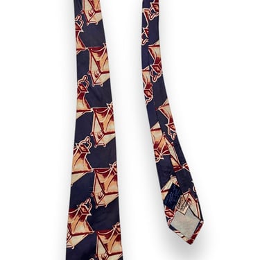 Vintage 1930s/1940s Cohama California Swagger Neck Tie ~ Penneys Towncraft DeLuxe ~ Art Deco / Rockabilly / VLV ~ Atomic ~ Lantern Print 