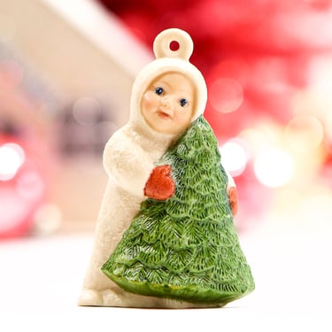 VINTAGE: Bisque Snowbabies Figurine - Signed BON - Christmas Ornaments - Hand Painted Ornament - Sports - SKU 15-A2-00016451 