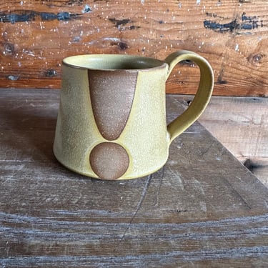 Mug - Yellow with Brown Geometrics 