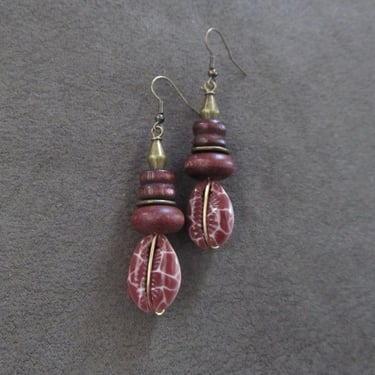 Giraffe print painted cowrie shell earrings 