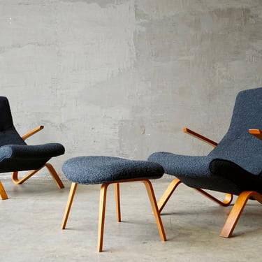Pair of 1950s Knoll 'Grasshopper' Chairs. 