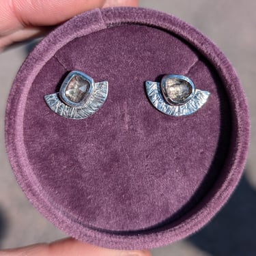 Light Gray Tourmaline Stud Earrings