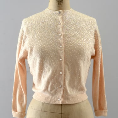 Vintage Sequined Peach Angora Sweater