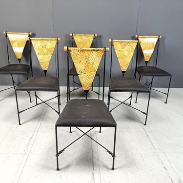 Set of 6 post modern dining chairs, 1970s - vintage metal dining chairs - vintage design chairs 