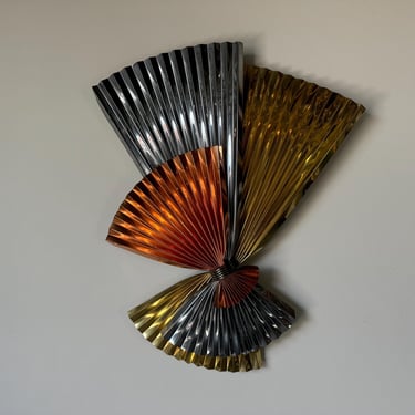 Curtis Jere Modernist  fan wall sculpture, Signed 