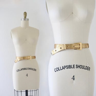 golden metal mesh belt 29-35 - vintage 80s 90s gold glam size medium large m l womens metallic 