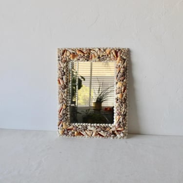 Vintage Handmade Coastal Retangular Natural Shell Wall Mirror 