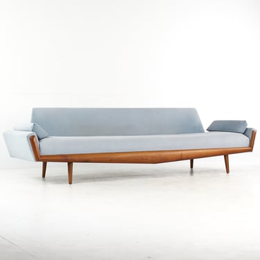 Adrian Pearsall for Craft Associates Mid Century Blue Velvet Sofa - mcm 