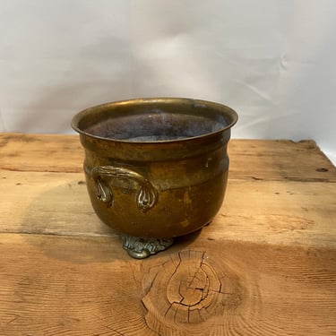 Footed Brass Pot Altar Dish Offerings Wicca Altar Cauldron Planter Plant 1970s 