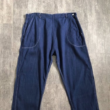 Vintage 1950s side zip jeans . 50s denim . 41-42 waist 