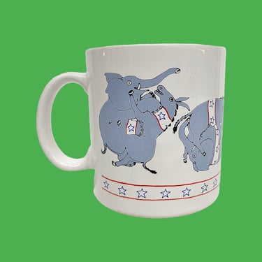 Vintage Political Mug Retro 1970s Contemporary + Taylor and NG + Democrat Vs. Republican + Donkey + Elephant + Ceramic + Kitchen + Drinking 