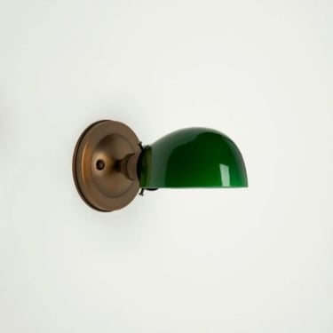 Clearance, 2nds final sale. Mini Wall Sconce Lighting with Green glass shade 