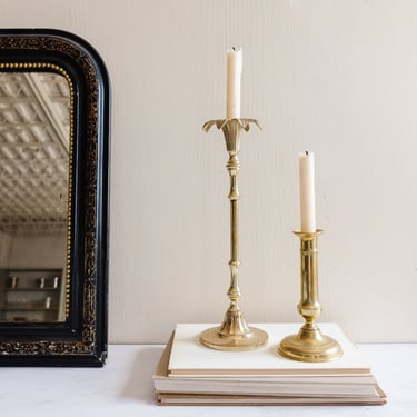 vintage Italian brass palm leaf candlestick