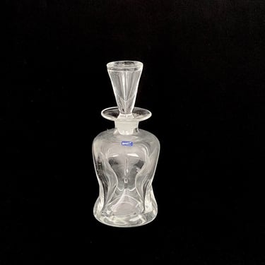 Vintage Scandinavian Art Glass Small 8.25" Pinched Crystal Decanter with Conical Stopper Bjorkshult Sweden Vintage Barware 