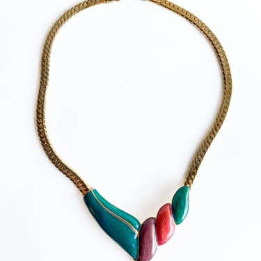 1980s Multicolored Swirl Necklace