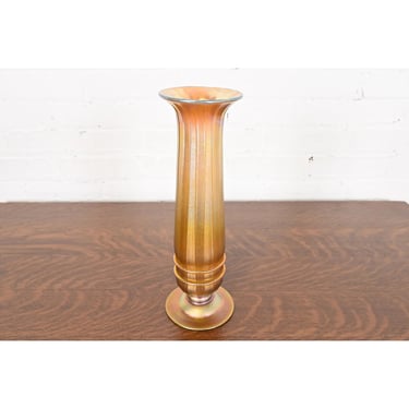 Louis Comfort Tiffany Favrile Iridescent Art Glass Tall Vase