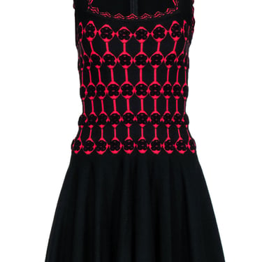 Alaia - Black &amp; Red Knit Sleeveless Dress w/ Scallop Hem Sz 6