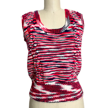 Red, white and blue ombre cable knit pullover vest - size M 