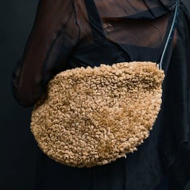 Mushroom Shearling Sling Bag