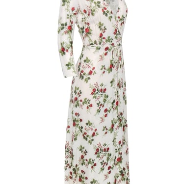 Reformation - Cream Rose Print Maxi Wrap Dress Sz XS