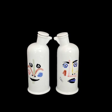 Vintage Modern Art Victoria Porcelain Collection Picasso FACES Limited Edition Oil and Vinegar Dispensers Cruet Bottles Set 