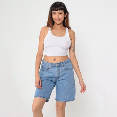 90s Levis 550 Denim Shorts Vintage Relaxed Blue Denim Shorts Levi Jean Shorts High Waisted Shorts 1990s Bermuda Shorts Men's 32 Medium 