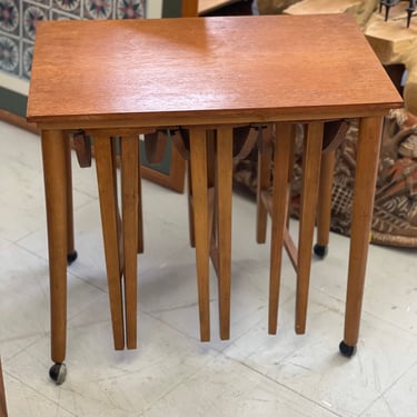 Free Shipping Within Continental US - Vintage Mid Century Modern Nesting Tables on Casters. UK Import. 