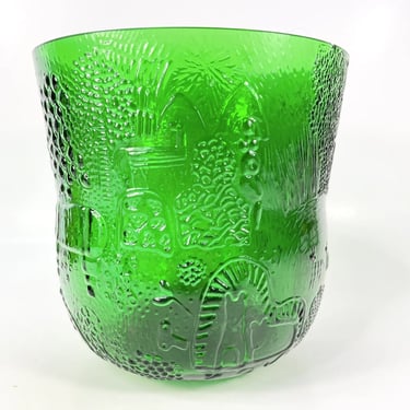 Iittala Nuutajarvi Green Glass Fauna Oiva Toikka Vintage Finnish Modern Vase