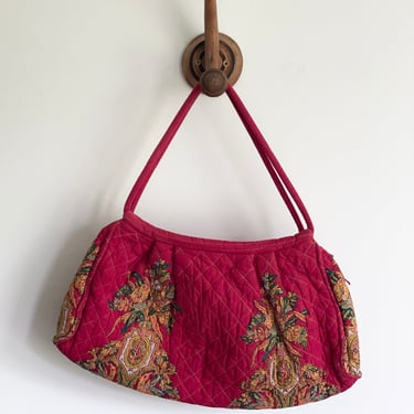 rare 1960s French Provençal cotton quilt hand bag