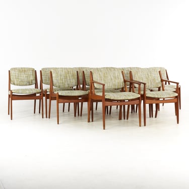 Arne Vodder Elle and Ella Mid Century Teak Dining Chairs - Set of 12 - mcm 
